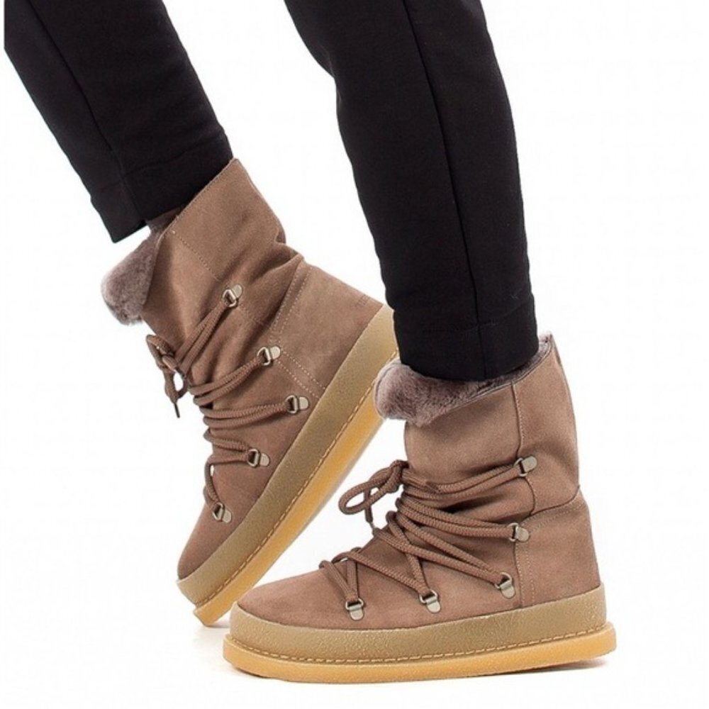 Birkenstock Masi Suede Taupe Fur Lined Boots NARROW